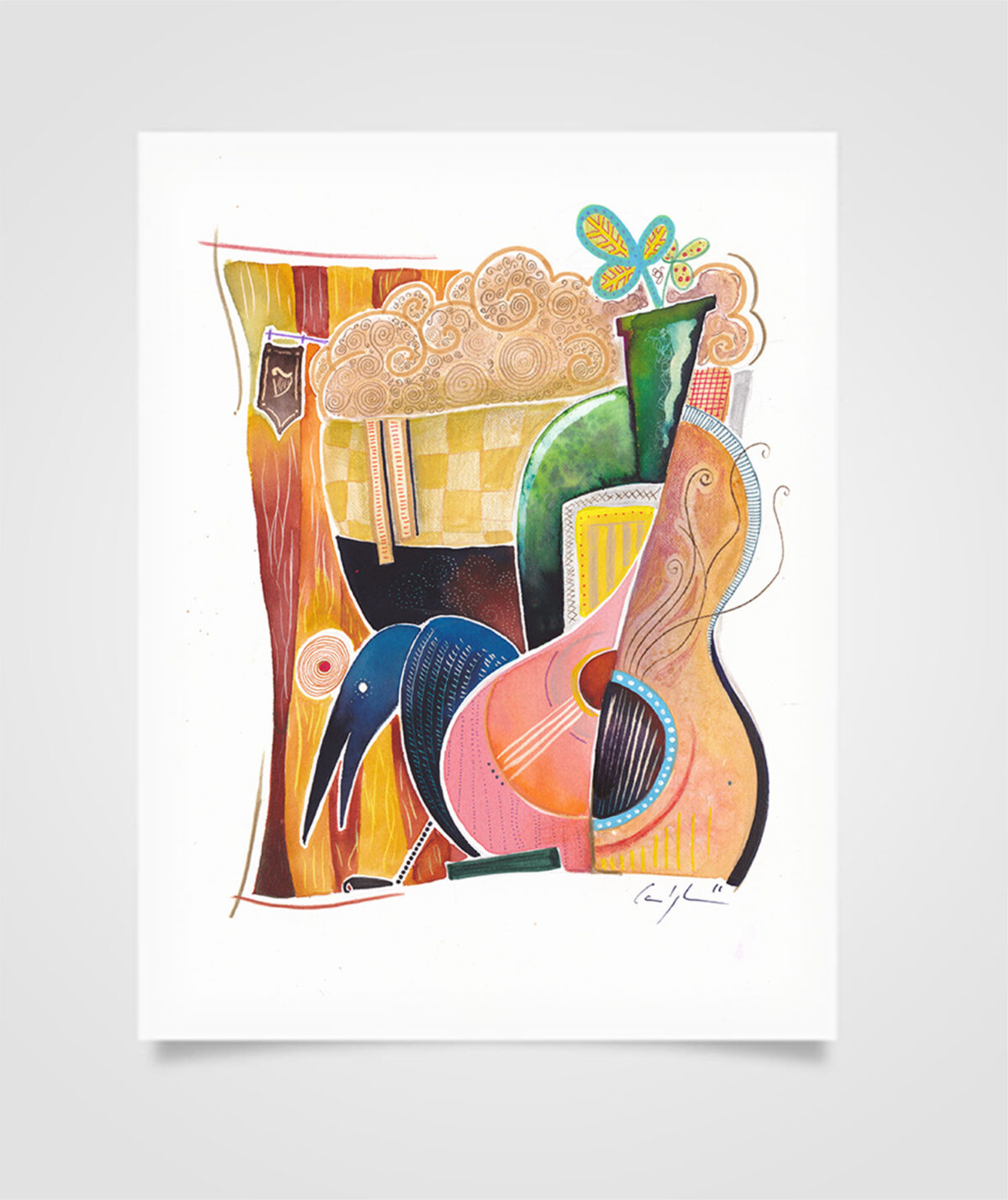"Eire - Corvi nel Pub" Tecniche miste su carta, 21 x 29,7 cm (2016)